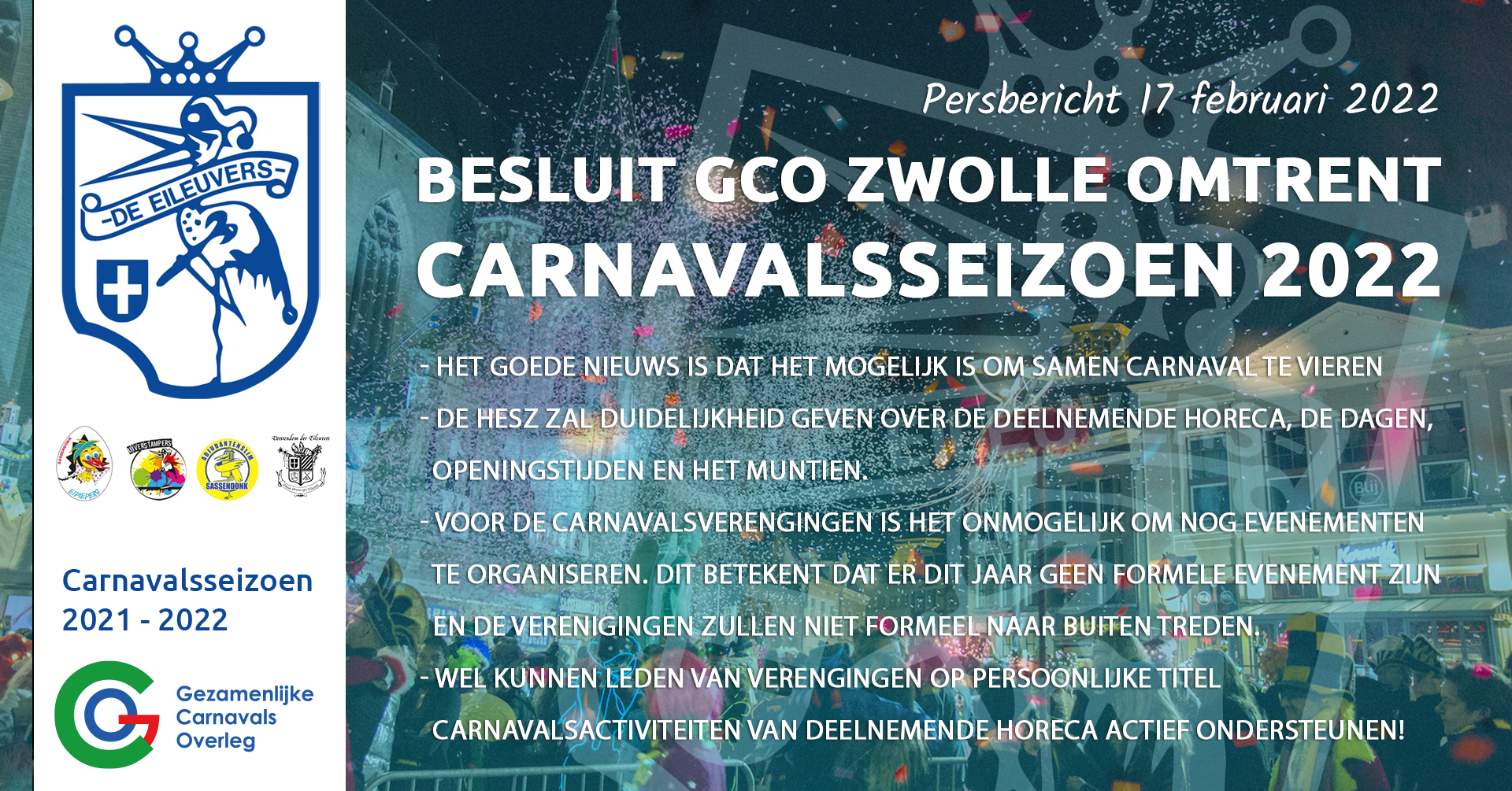 Persbericht Gemeenschappelijk Carnavalsoverleg 