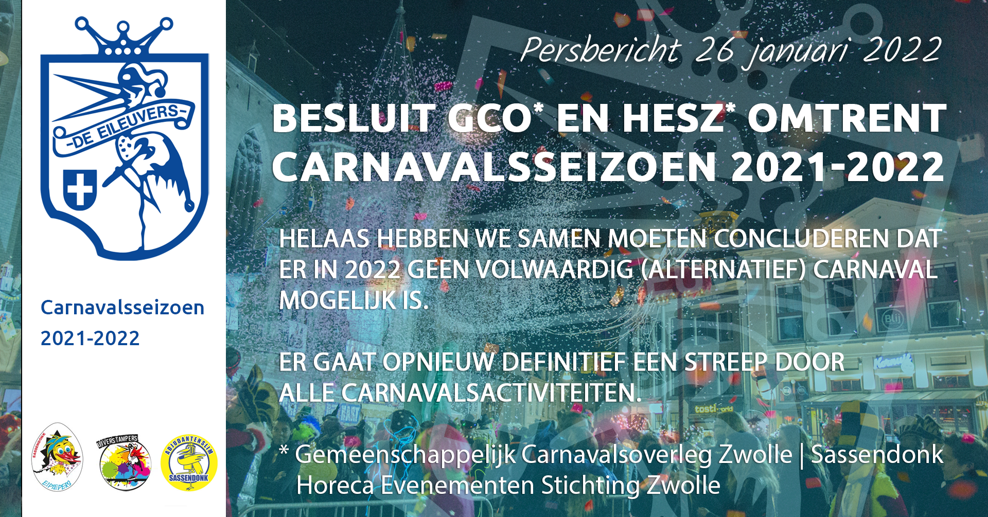Persbericht Gemeenschappelijk Carnavalsoverleg (GCO) Zwolle